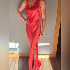 NAKED CASHMERE Silk Red / Pink Maxi Dress